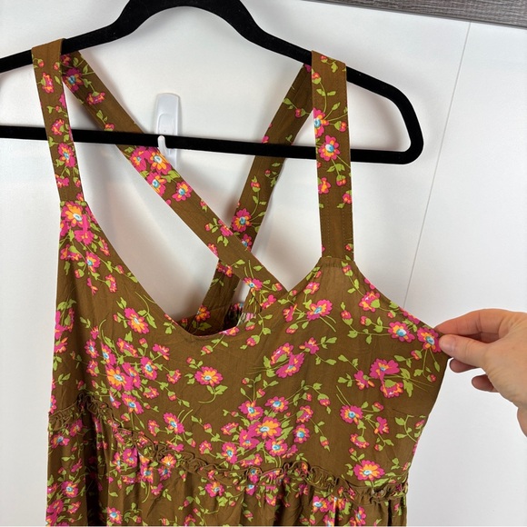 Matilda Jane On A Whim Floral Tiered Tank Top Pink Crossover Straps sz L Frilly - Picture 4 of 8